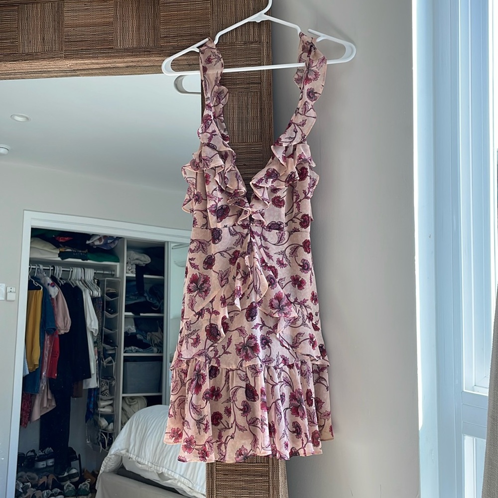 Floral pink mini dress